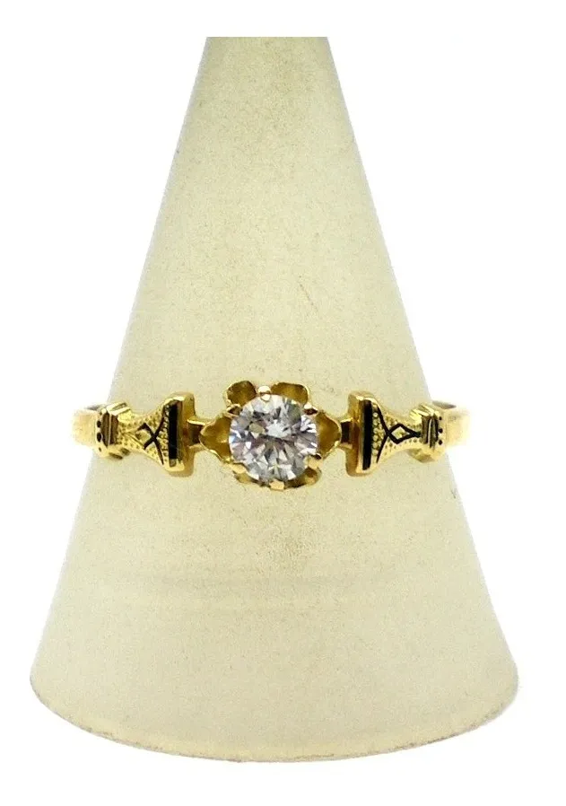 Anillo De Oro 18 Kt Y Zafiro Blanco Solitario