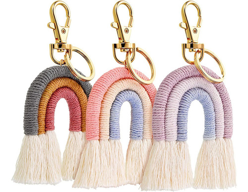 P 3 Piezas Llaveros De Borla De Tejido De Macramé Para Mujer