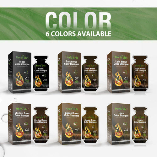 Herbishh Hair Color Shampoo 10 Sachet +1 Argan Hair Mask Pou