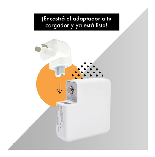 Imagen 6 de 10 de Adaptador Para Cargador Macbook Pro Air iPad Toma Argentina