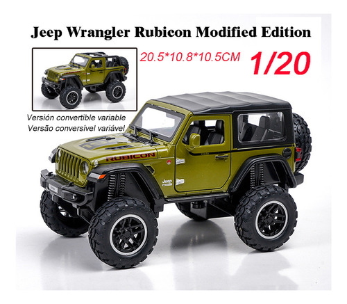 Jeep Wrangler Rubicon Miniatura Metal Coche Con Luz Y Sonido