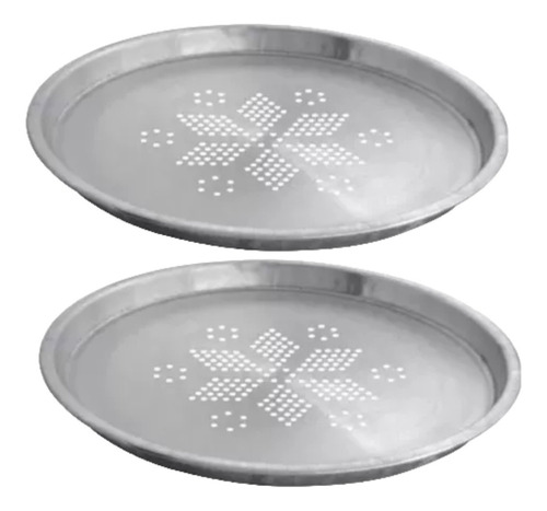 Set X 2 Pizzeras Molde Para Pizza Aluminio 34 Cm Perforada 