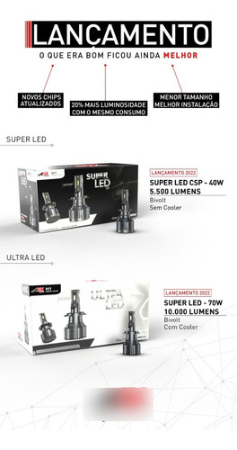 Kit Asx 40w Led Ultra 5500 Lumens - Par De Lâmpadas 12v/24v