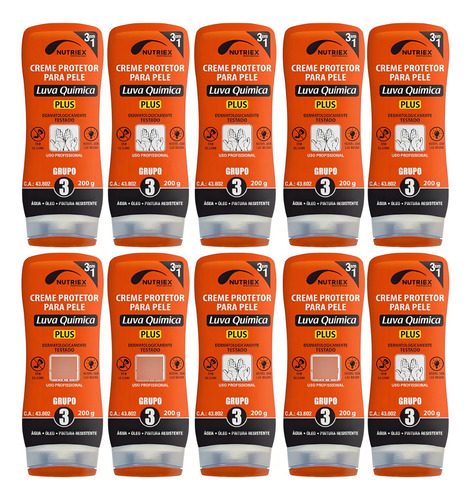 Kit Com 10 Cremes De Proteção Para Mãos Grupo 3 200g 64717 N