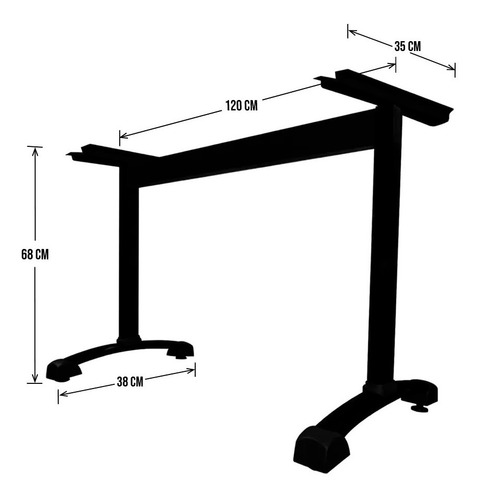 Imagen 5 de 5 de Pata Base Mesa Escritorio Combo + Viga 1.20cm Negra