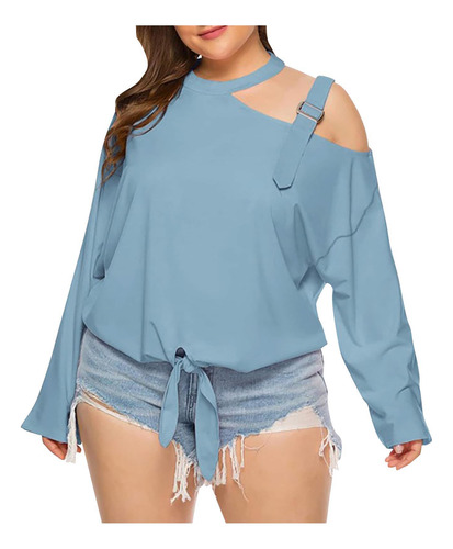 Blusas Femininas P Clássicas Plus Size, Cor Sólida, Mangas C