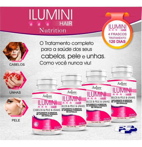 Complexo Vitamínico Ilumini Hair Cabelo Pele Unha Anjore 60c