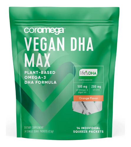 Coromega Dha Vegano, Sabor Naranja, 14 Unidades