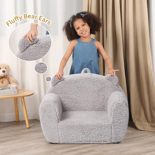 Silla De Sherpa Suave Y Cómoda Para Niños Color Gris