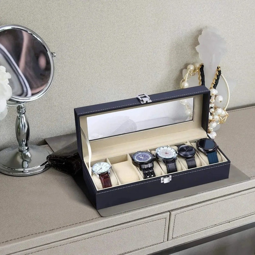 Imagen 5 de 10 de Organizador Estuche Caja 6 Relojes Exhibidor Elegante Joyas