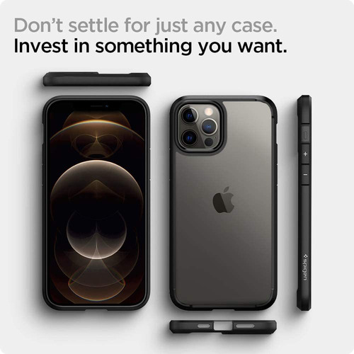 Imagem 2 de 3 de Capa Spigen Ultra Hybrid Matte Black Para iPhone 12 Pro Max