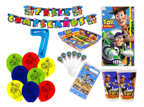 Kit Decoración Toy Story X24 Niños + Bombas Latex + Numero