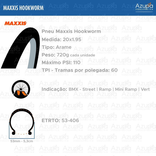 Pneus Maxxis Hookworm 53-406 20 in fil noir MPC