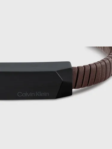 Pulsera De Cuero Metal Logo Café Calvin Klein
