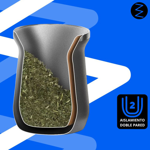 Mate Térmico De Acero Inox. Doble Pared Y Bombilla - 160 Ml Color Negro 160ml
