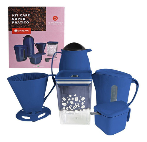 Kit Café Super Prático Com 6 Peças Azul