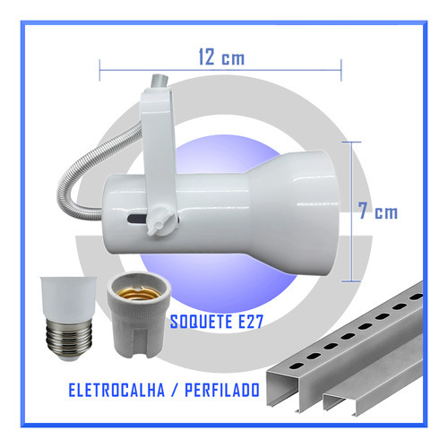 Spot Trilho Iluminação Industrial Eletrocalha Teto Par20 Cor Preto Voltagem 110v/220v