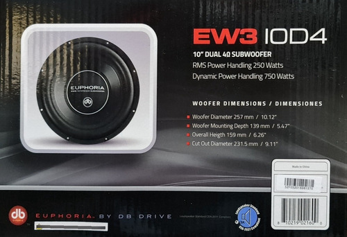 Subwoofer Euphoria Db Drive De 10 Doble Bobina Ew310d4
