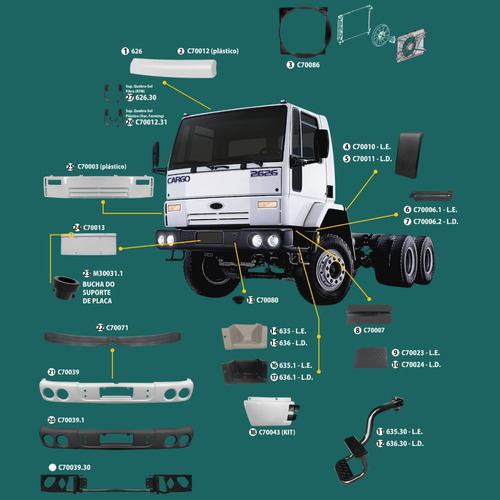 Imagen 3 de 7 de Kit Pisadera De Estribo Ld/li P/ford Cargo 815/2626 Hasta 11