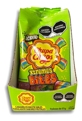 Chupa Chups Xtreme Bites 9pz Acidito Frutal 513g Dulce