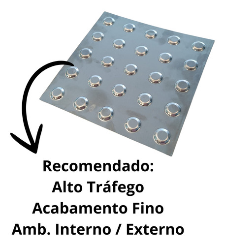 22 Unidades De Piso Tátil Inox Placa 25x25