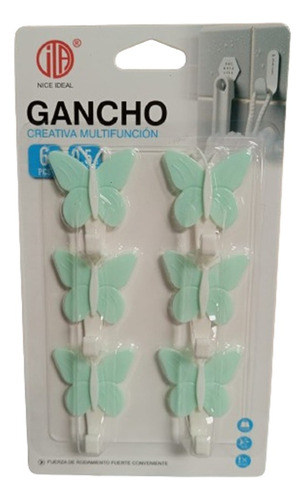 Ganchos Adhesivos Decorativos, Diseño Mariposa Verde / Runn