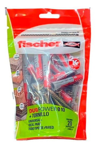 20 Tarugos Fischer Duopower 10 Mm + 20 Tornillos Fix 6x60