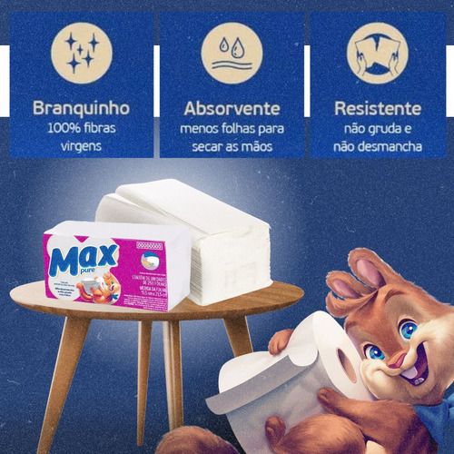 Papel Toalha Mãos Interfolha 100% Celulose Max Pure 2000fls