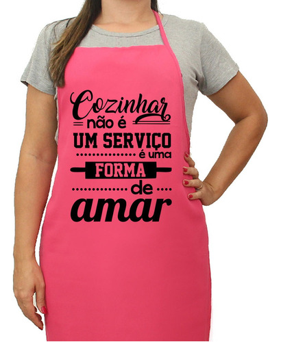 Avental Cozinha Mãe Amiga Mulher Esposa Rosa Forma De Amar Cor Rosa-chiclete