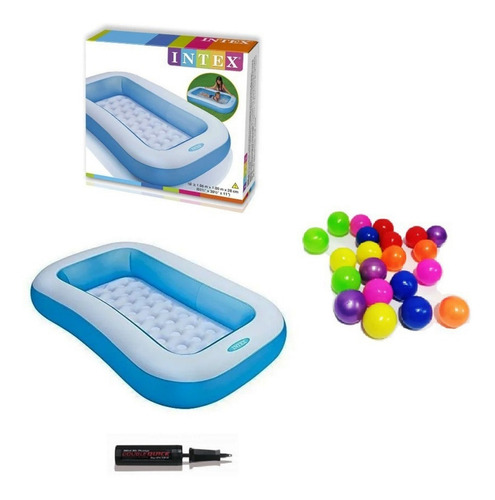 Imagen 1 de 9 de Piscina Con Pelotas Piso Inflable Intex 166 Cms + Inflador