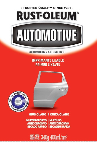 Rust Oleum Automotriz Primer Lijable Gris Spray 400 Ml