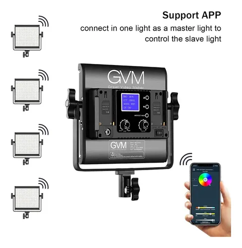Luz De Vídeo Led Gvm Rgb, 800d, Cri 97, X2 Unidades