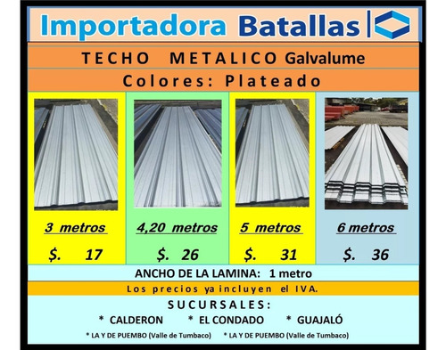 Teja Pvc Promoción Al 50% Generadores Eléctricos T1