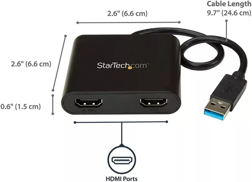 Hub Startech 2 Monitores Extendidos Usb 3.0 A 2 X Hdmi 4k