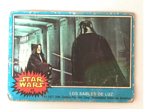 Star Wars Topps Mexico 1977 Tarjeta 45 Darth Vader Obi Wan (Usado)