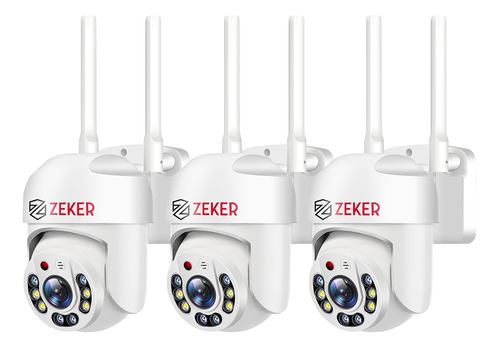 Pack X3 Cámaras De Seguridad Wifi Exterior Impermeable Zeker 2mp 5g Vision Nocturna Audio Bidireccional 128gb