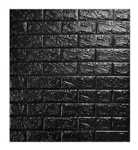 Imagen 1 de 7 de Placa De Pared Autoadhesivo Textura Ladrillo Negro Novedoso