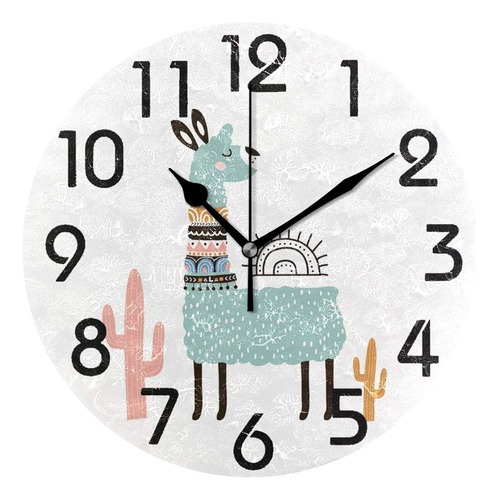 Naanle Lindo Cartoon Tropical Llama Cactus Print Reloj De Pa