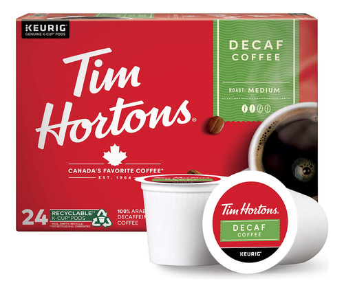 24 Capsulas De Cafe Tim Hortons Keurig Decafeinado
