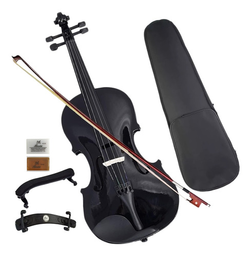 Violino 4/4 Konig Black Preto Completo Arco Case Espaleleira