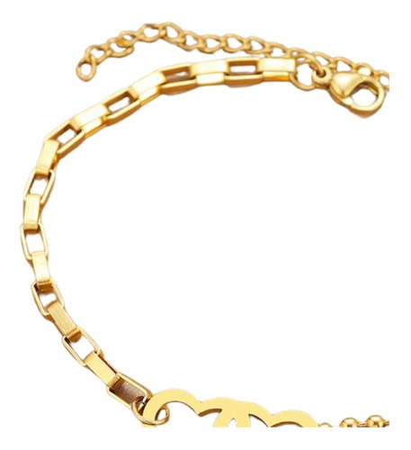 Imagen 6 de 8 de Pulsera De Tobillo Mujer Corazón Doble De Acero Dorado Pie