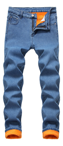 Jeans De Forro Polar De Hombre De Talla Grande De Invierno