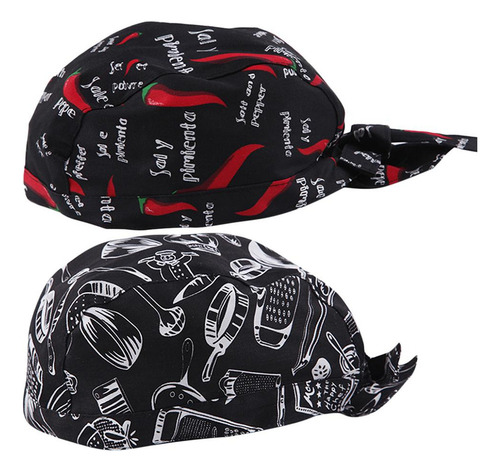 V 2x Gorro De Forma Cráneo Catering Cocineros Bandana