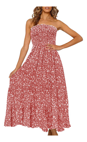 Vestido De Verano Para Mujer, Bohemio, Estampado Floral, Sin