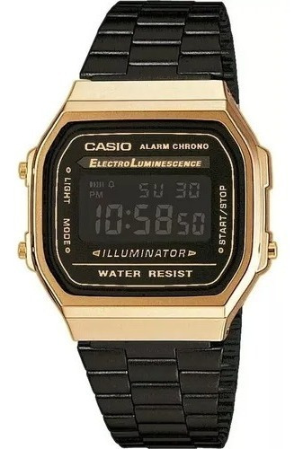 Reloj Casio Retro A168wegb-1b Unisex Negro Y Dorado Original