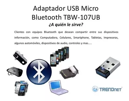 MICRO ADAPTADOR BLUETOOTH TBW-106UB v4.0 USB HASTA 10 MTS.