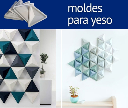 4 Moldes Abs Triangulo 3d Concreto Yeso Fachada Pared Cement