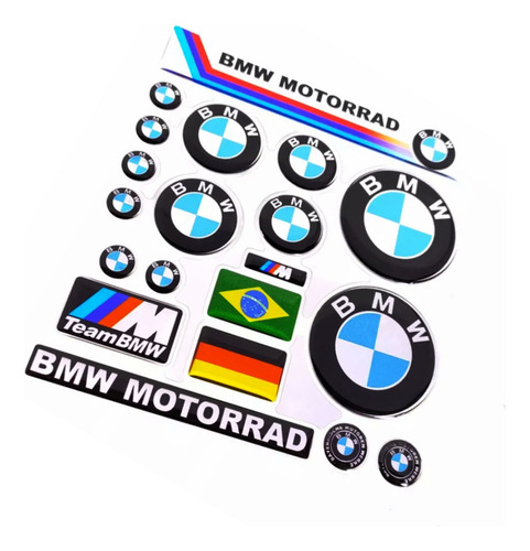 Kit Adesivos Resinados Bmw Logo 4 Cm Emblema Moto Combo