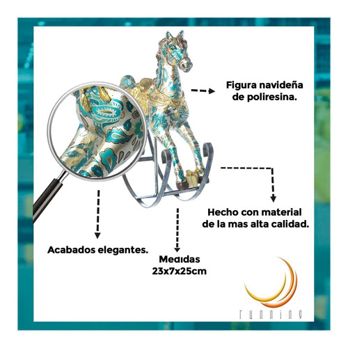Imagen 2 de 6 de Muñecos Navideños Running Caballo Mecedor Grande