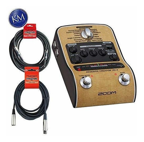 Imagen 1 de 1 de Zoom Ac-2 Acoustic Creator Pedal + 2 Cables Xlr Y Cable De I